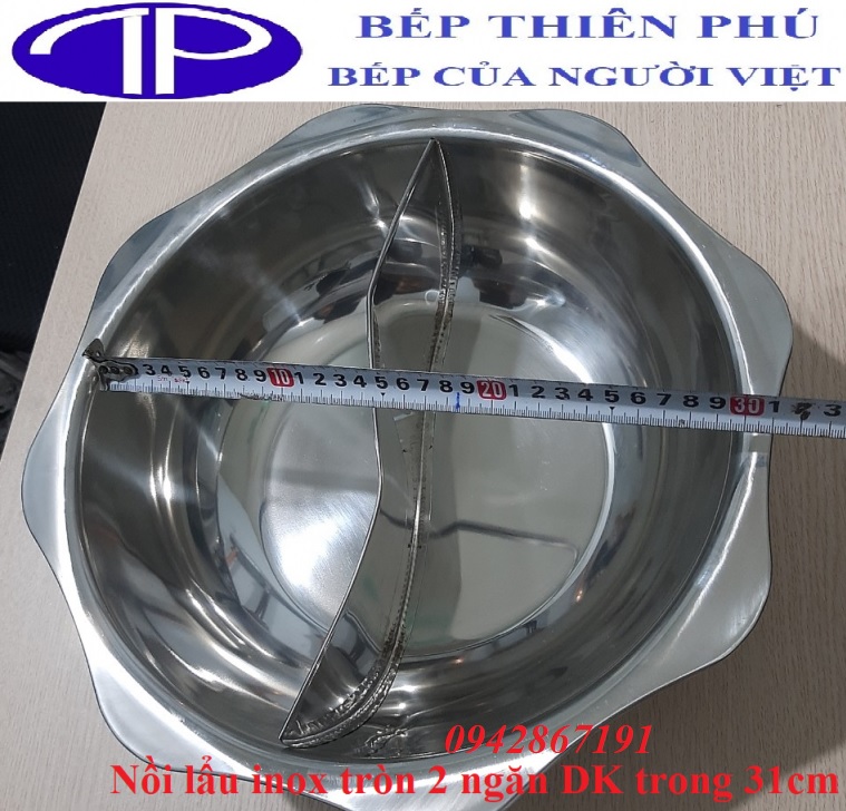 Nồi lẩu inox 2 ngăn cho bêp từ âm bàn nhà hàng Nồi lẩu inox 2 ngăn cho bêp từ âm bàn nhà hàng