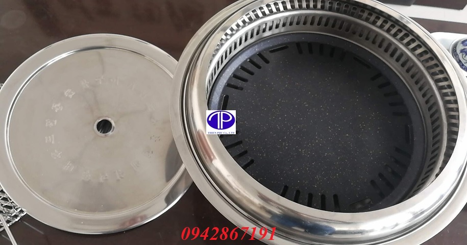 Bếp nướng than hoa âm bàn hút âm kèm vỉ gang chống dính 