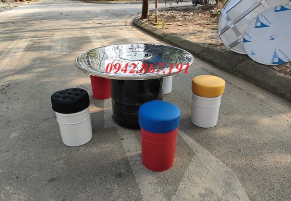 Ghế Thùng Phuy Mặt Đệm Cao Cấp Cho Nhà Hàng Lẩu Nướng Ghế Thùng Phuy Mặt Đệm Cao Cấp Cho Nhà Hàng Lẩu Nướng